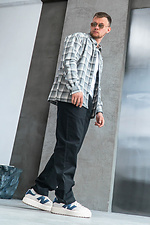 Men's checkered shirt made of light cotton flannel, light gray Teamv 8034421 photo №7