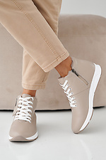 Women's winter beige leather sneakers 2505422 photo №4
