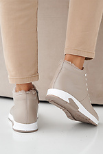 Women's winter beige leather sneakers 2505422 photo №5