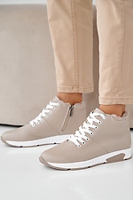 Women's winter beige leather sneakers 2505422 photo №6