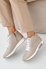 Women's winter beige leather sneakers 2505422 photo №7