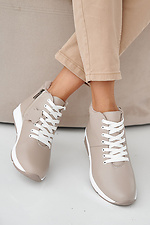 Women's winter beige leather sneakers 2505422 photo №8