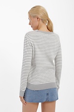 Women's gray long sleeve knitted jumper with stripes  4038423 photo №3