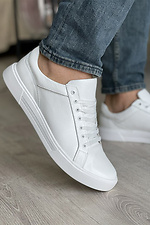 Casual men's white leather sneakers  8018423 photo №1
