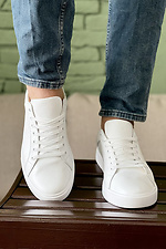 Casual men's white leather sneakers  8018423 photo №2