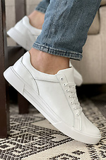 Casual men's white leather sneakers  8018423 photo №4