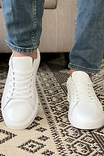 Casual men's white leather sneakers  8018423 photo №5