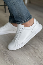Casual men's white leather sneakers  8018423 photo №7