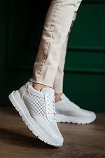 Perforated summer white leather sneakers  8019423 photo №1