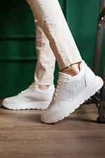 Perforated summer white leather sneakers  8019423 photo №4