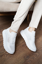 Perforated summer white leather sneakers  8019423 photo №5