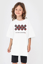 Children's white oversized T-shirt with "Vyshyvanka" print Garne 9000423 photo №1