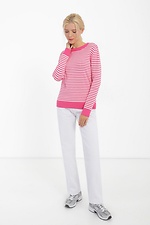 Жіночий в'язаний джемпер з довгим рукавом рожевого кольору  4038424 фото №2