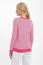 Dzianinowy sweter damski z długim rękawem w kolorze różowym  4038424 zdjęcie №3