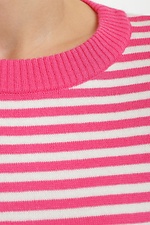 Жіночий в'язаний джемпер з довгим рукавом рожевого кольору  4038424 фото №4