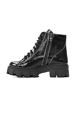 Лаковые черные зимние ботинки со шнурком и молнией  4205424 фото №2