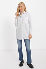 Белая хлопковая рубашка LOLI удлиненного кроя с разрезами по боками Garne 3040425 фото №2