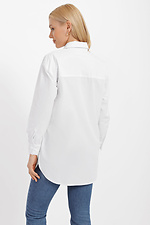 Белая хлопковая рубашка LOLI удлиненного кроя с разрезами по боками Garne 3040425 фото №3