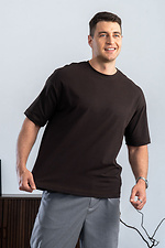 Herren Oversize Baumwoll T-Shirt Uni Oversize Braun Teamv 8034425 Foto №3