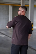 Men's oversized cotton t-shirt plain Oversize Brown Teamv 8034425 photo №3