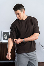 Men's oversized cotton t-shirt plain Oversize Brown Teamv 8034425 photo №5