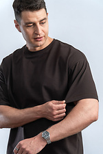 Men's oversized cotton t-shirt plain Oversize Brown Teamv 8034425 photo №6