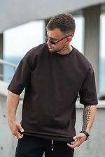 Men's oversized cotton t-shirt plain Oversize Brown Teamv 8034425 photo №6