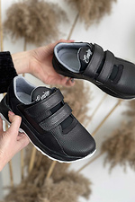 Velcro black teenage leather sneakers  8018426 photo №1