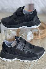 Velcro black teenage leather sneakers  8018426 photo №3