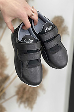 Подростковые кожаные кроссовки черного цвета на липучках  8018426 фото №6