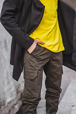 Коттоновые штаны карго защитного цвета с большими карманами по бокам и манжетами на резинке Custom Wear 8025426 фото №4