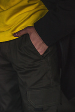 Коттоновые штаны карго защитного цвета с большими карманами по бокам и манжетами на резинке Custom Wear 8025426 фото №6