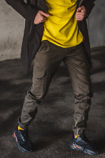 Коттоновые штаны карго защитного цвета с большими карманами по бокам и манжетами на резинке Custom Wear 8025426 фото №7