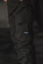 Коттоновые штаны карго защитного цвета с большими карманами по бокам и манжетами на резинке Custom Wear 8025426 фото №11