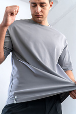 Men's oversized cotton t-shirt plain Oversize Gray Teamv 8034426 photo №4