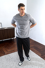Men's oversized cotton t-shirt plain Oversize Gray Teamv 8034426 photo №6