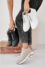 Women's winter beige leather sneakers  2505427 photo №2