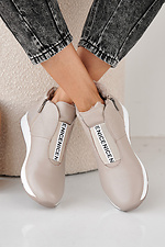 Women's winter beige leather sneakers  2505427 photo №6