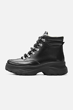 Masywne czarne skórzane buty sportowe na platformie  4205427 zdjęcie №1