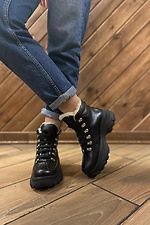 Masywne czarne skórzane buty sportowe na platformie  4205427 zdjęcie №4
