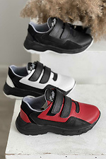 Velcro red teenage leather sneakers  8018427 photo №6