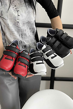Підліткові шкіряні кросівки червоного кольору на липучках  8018427 фото №7