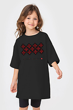 Dziecięcy, czarny T-shirt oversize z nadrukiem „Vyshyvanka”. Garne 9000427 zdjęcie №1