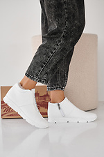 Women's white winter leather sneakers  2505428 photo №5
