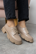 Spring women's platform shoes in a sporty style made of beige genuine leather  8019428 photo №2