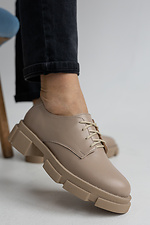 Spring women's platform shoes in a sporty style made of beige genuine leather  8019428 photo №8