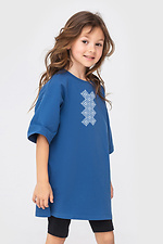 Детская синяя футболка oversize с принтом "Вышиванка" Garne 9000428 фото №1