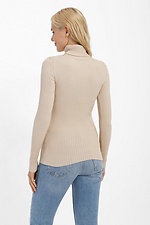 Beiger, gerippter Golf-Rollkragenpullover. Sewel 4038429 Foto №2