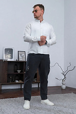 Men's linen Casual shirt White Teamv 8034429 photo №5