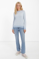 Dzianinowy sweter damski w kolorze niebieskim z długim rękawem  4038430 zdjęcie №2